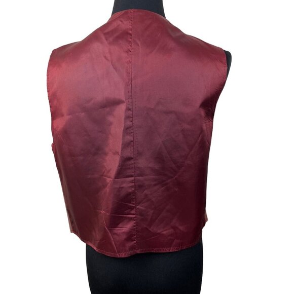 Jordache Vintage Unisex Red Leather Western Country Boho Vest Sz M - Picture 3 of 10